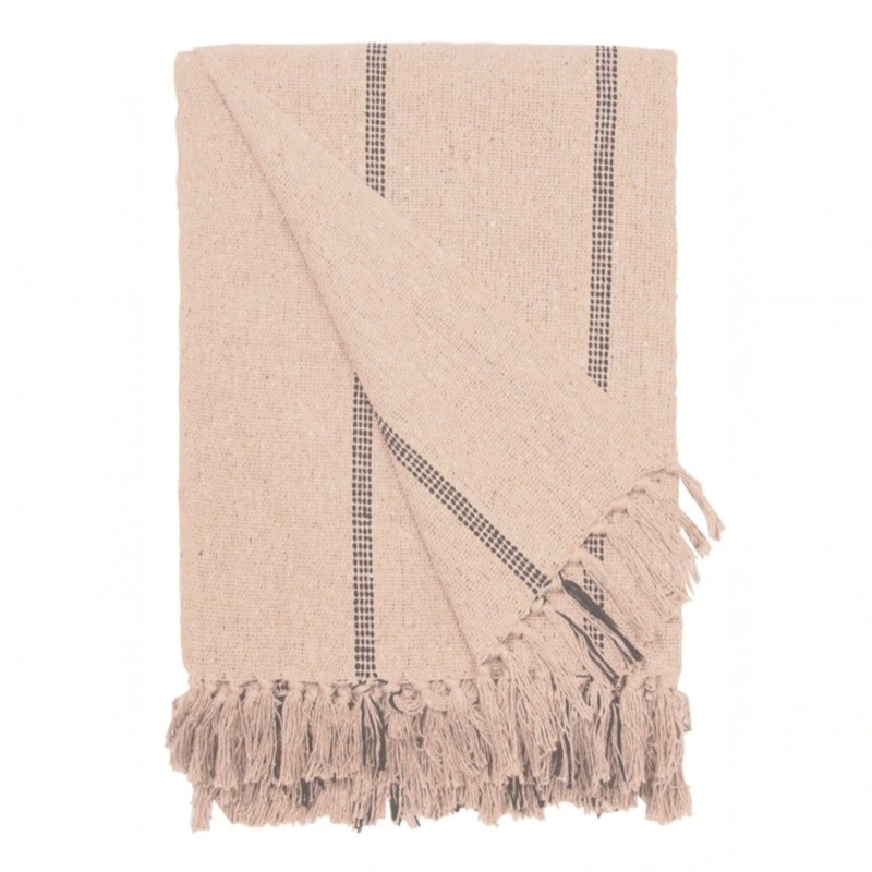 BEDSPREAD STRIPE BIG NATURAL BLACK   - BED COVERS BEDSPREAD STRIPE BIG NATURAL BLACK   - BED COVERS